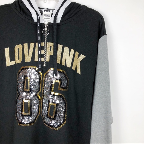 👍SOLD👍VS PINK SEQUIN BLING CAMPUS TUNIC PULLOVER - Picture 6 of 8